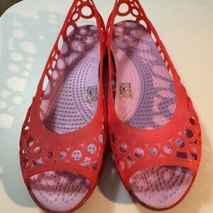 CROCS Adrina Peep Toe Women’s Rose Color Ballet Flats Size 8
